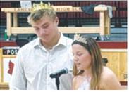 2026 Langdon Area Homecoming King Landon Schneider and Queen Erika Bakke address the crowd following their coronation. Submitted photo