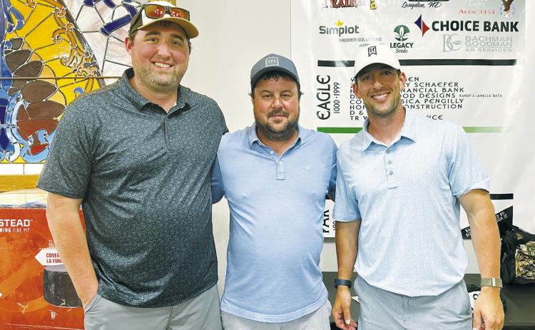 (L-R) Justin Overby, Brandon Downs (Club President), Zack Schaefer. 2024 Tournament Champions.