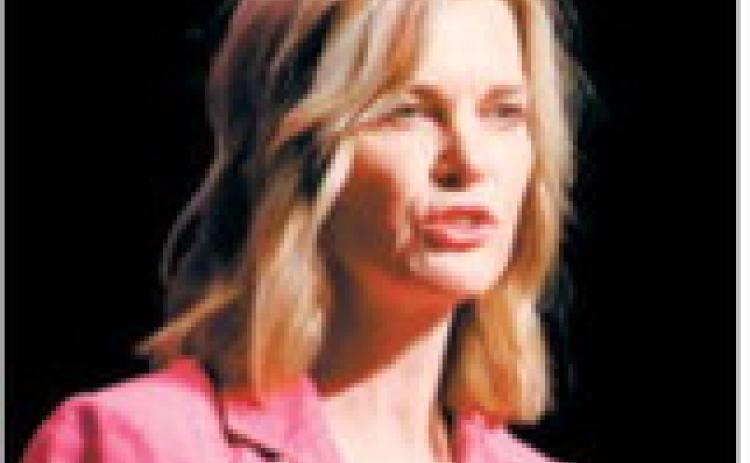 U.S. House candidate Julie Fedorchak speaks to delegates during the 2024 NDGOP convention in Fargo on April 6, 2024. (Michael Achterling/North Dakota Monitor).