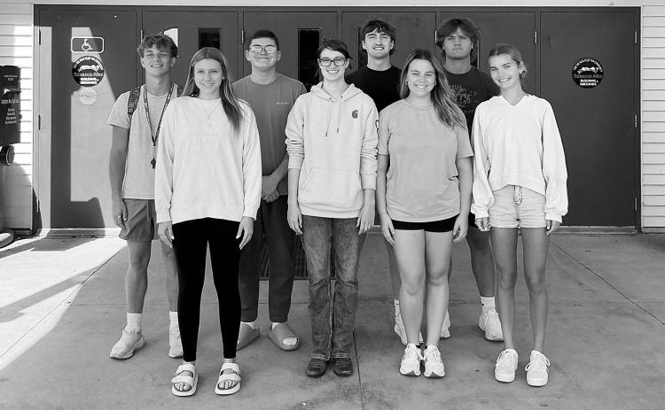 Homecoming candidates (L-R) Back row: Samuel Davis, Brayden Harris, Keaton Ullyott, Theo Romfo; front row: Emma Hetler, Chloe Ottem, Madilyn Crump, Mya Johnson.