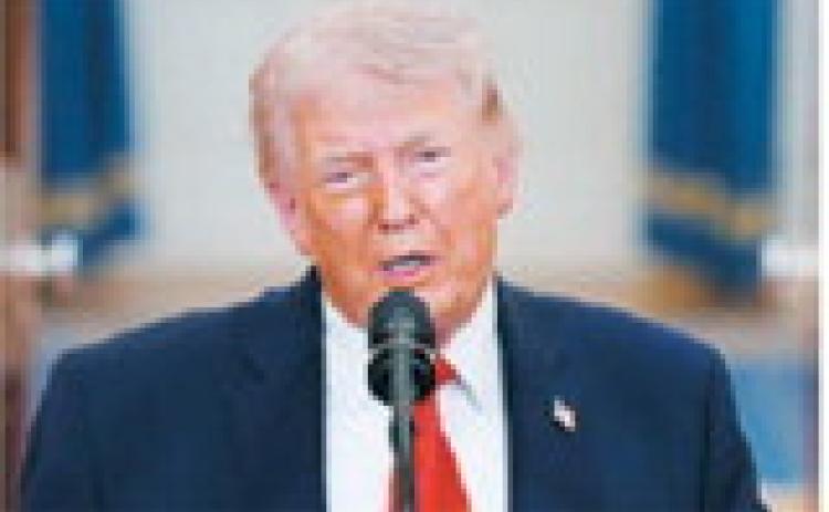 U.S. President Donald Trump speaks from the Cross Hall of the White House on April 1, 2026 in Washington, D.C. Trump is set to visit North Dakota on July 1 ahead of the Theodore Roosevelt Presidential Library. (Photo by Alex Brandon-Pool/Getty Images)
