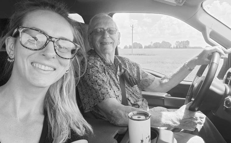 Grandpa and I taking a drive to enjoy the blooming canola fields.