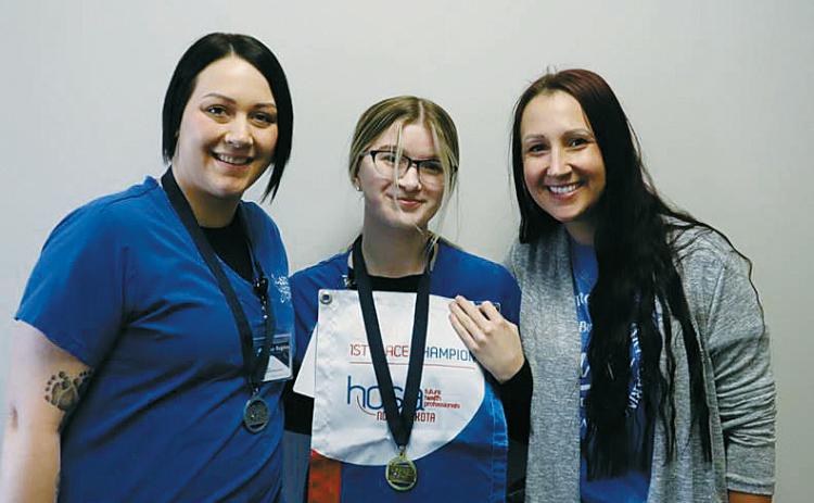 From left to right: Tawny Mason, Janessa Dewall, and Megan Sylling. Photo courtesy of Lake Region State College.