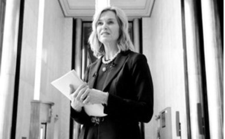 Rep. Julie Fedorchak, R-N.D., speaks to reporters at the Capitol on April 2, 2026, before turning in petition signatures to gain access to the 2026 Republican primary election. (Photo by Michael Achterling/North Dakota Monitor)