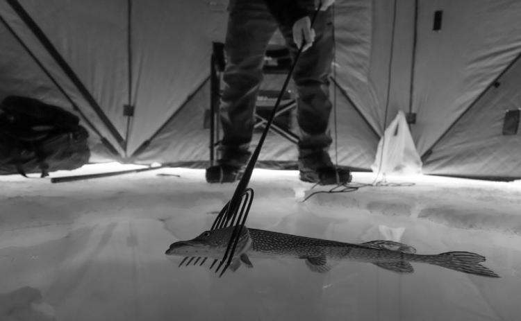 The number of registered spearers in North Dakota is much smaller compared to the crowds who flock to summer fishing. Photo by Ashley Peterson/NDGF
