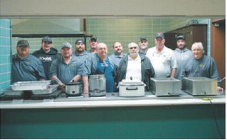 Members of the KEM Shrine and Langdon Masons on the kitchen crew for their fundraiser April 11. Photo by Larry Stokke
