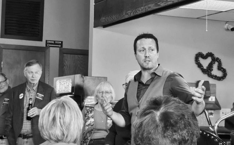 Tim Lamb, Dem-NPL nominee for State Auditor, implores the importance of a bipartisan system. Photo by Nick Vorlage.