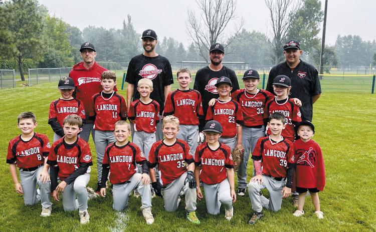 Langdon’s Red Sox 9U travel team placed in the top four out of 15 teams at the Cal Ripken State Tournament hosted in Wahpeton. Front: Sean Marceaux, Caden Downs, Ben Schaefer, Levi Roy, Miles Flink, Grady Zeis, Parker Flink. Middle: Jack Schaefer, Beau Busse, Baylor Krivarchka, Aksel Bredeson, Hunter Jacobson, Jaxtin Overby, Jamison Balsdon. Back: Zack Schaefer, Chris Bredeson, Justin Flink, Josh Krivarchka