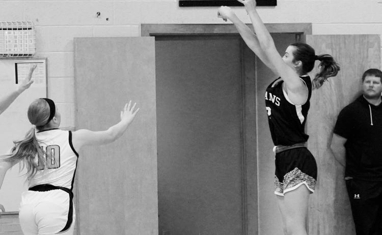 Jaelyn Johnson, now playing for DVE, had two 3 point shots and finished with a team high 13 points in the win over Cavalier. Photo by Larry Stokke.