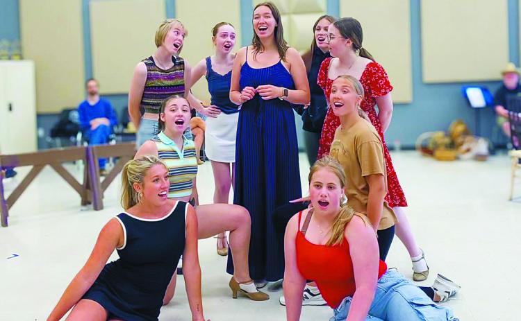 The cast rehearsing this week for their upcoming show, Oklahoma!. Submitted photo.
