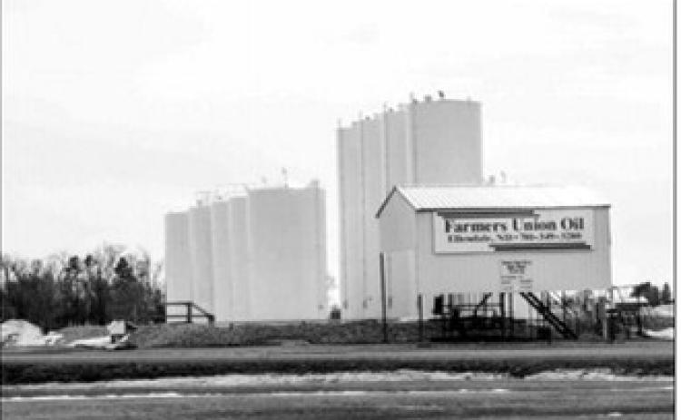 Bulk tanks at Farmers Union Oil in Ellendale supply massive amounts of farm and highway diesel. Most recently the company provided tends of thousands of gallons of diesel to supply the back up generators at the Applied Digital data center near the town. Photo by Ken Smith