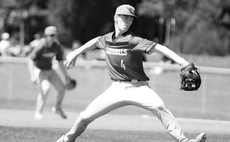 Tyson Gemmill winds up and sends a strike across the plate. Photo by Chelsea Wysocki/The Walsh County Record.