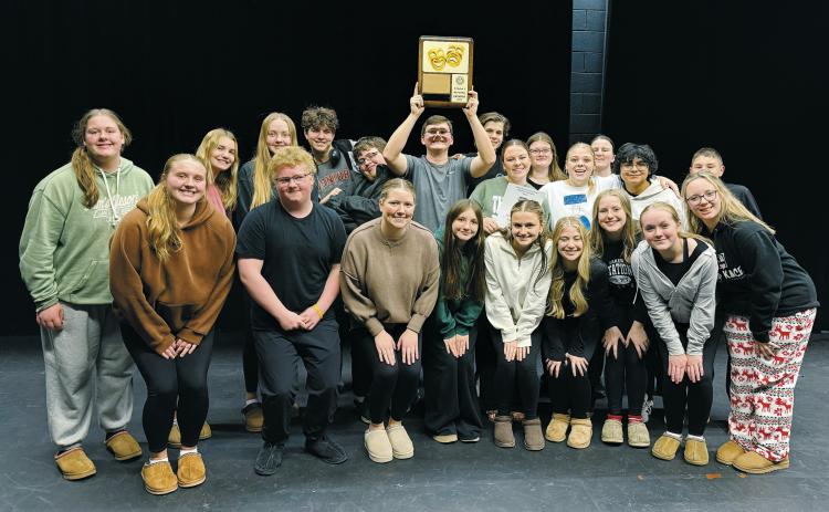 Students pose for a photo at the Regional Competition. They will be attending the State Competition from Nov. 24-25. Back row (L-R) Sophia Vikan, Mya Johnson, Sophia Nuelle, Jonathan Lill, Thomas Blackburn, Brayden Harris, Oliver Lill, Madilyn Crump, Matilda Lawson, Claire Mehlhoff, Melah Mackall, Kamrin Hicks, Jonathan Mack; front row: Isabelle Vikan, Aiden Haraseth, Kiara Lien, Destiny Aguilar, Ruby Davis, Maci Hoffarth, Sophie Myrvik, Finley Crockett, and Kynlee Pengilly. Photo courtesy of Kimberly Hart.