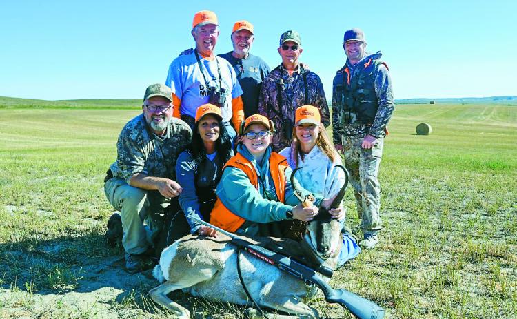 The Dream Makers assistive team, along with Jiry, Bridget, and Jiry’s support staff, smile during last Saturday’s hunt.