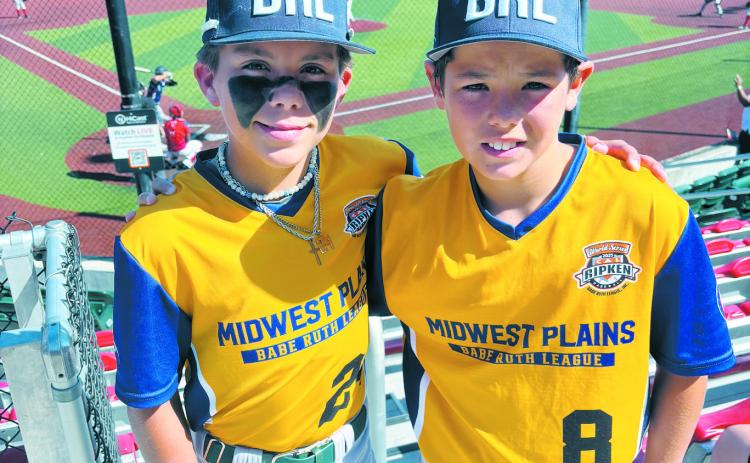 Pictured are Jager Gellner (left) and Beckam Lundeby (right), who recently played in the 12U Cal Ripken Babe RUth World Series, held in Branson, M.O., which concluded on Aug. 15. Submitted photo.