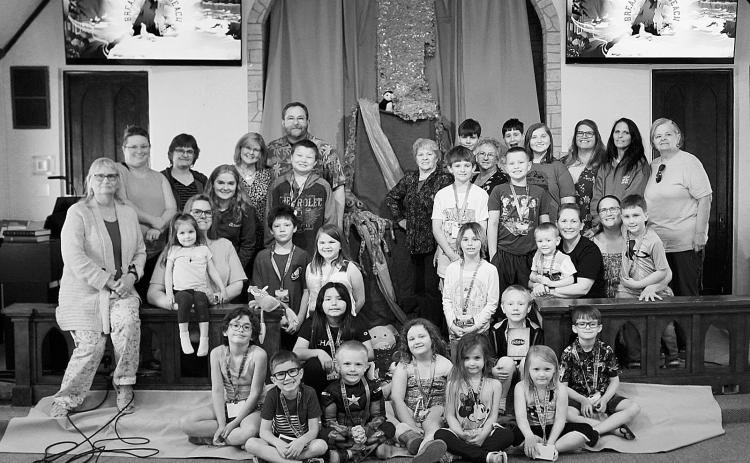 Vacation Bible School was held last week Tuesday through Thursday, 5:30 p.m. - 8 p.m. The event was organized by Jennifer Mackal, Marion Fox and Doris Lill. Photo by Larry Stokke.