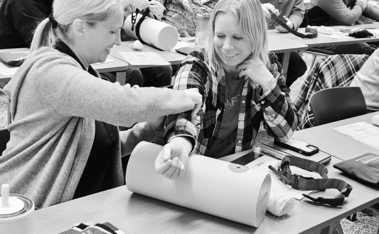 Stop the Bleed is a nationally recognized, 90-minute certification program that provides participants with hands-on opportunities to recognize life-threatening bleeding and intervene effectively by properly using a tourniquet in the event of blood loss caused by an injury. (NDSU photo)