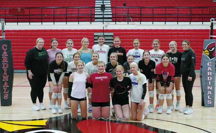 Camp Director and University of North Dakota Assistant Volleyball Coach, Kristen Tupac, and along with Abby Osmundson put on a volleyball camp for the Lady Cardinals from June 9-11. Photo by Larry Stokke.