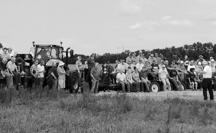 Farmers, crop advisers and others attend NDSU's North Central Research Extension Center Field Day. (NDSU photo)