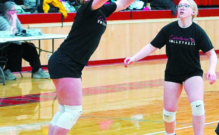Kynlee Pengilly passes the ball to a teammate in the game against Park River. Photo by Larry Stokke.