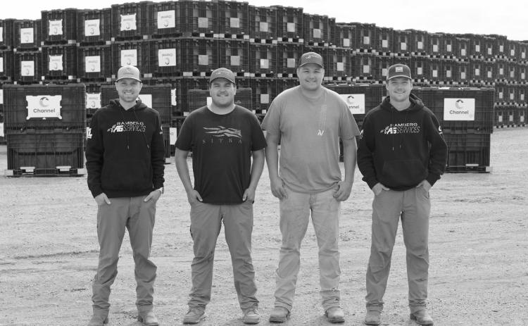 Ramberg Ag Services team members, from left, are Jace Ramberg, Alex Gellner, Jace Rime and Brody Steinmetz. Submitted photo