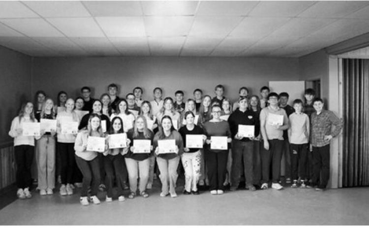 Students from Munich High School and Langdon Area High School were recognized for earning “A” honor roll honors during the Cavalier County Academic Excellence Banquet on April 19 in Langdon. Submitted photo