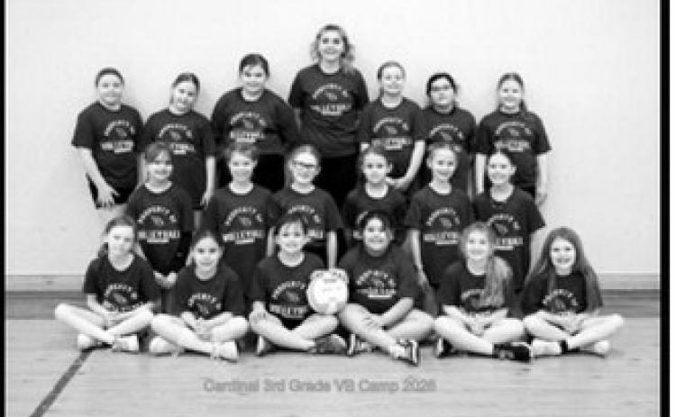 Third-grade girls from the Langdon area participated in a youth volleyball camp last week. Photo by Larry Stokke