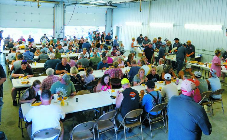 The fire hall was filled with attendees for the fundraiser hosted last week by the Walhalla Fire Department. Photo by Larry Stokke.