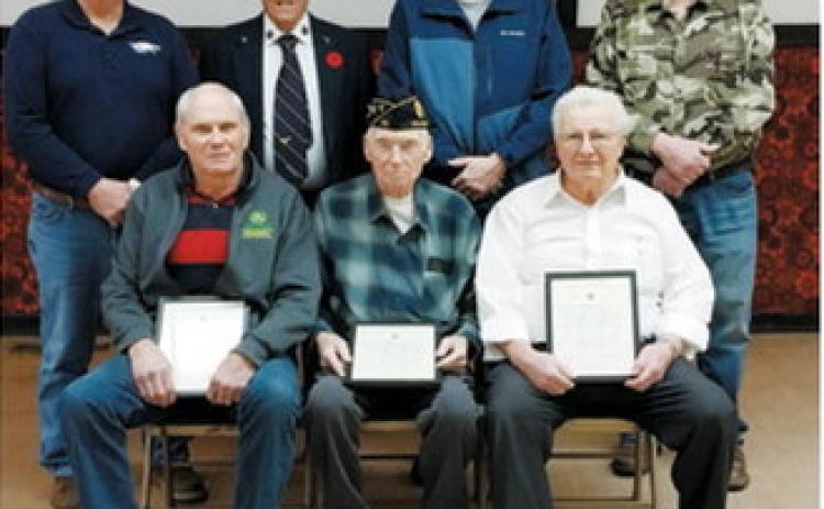 Back row L-R: Dale Anderson (50 years), William Zeller (40 years), Steven Melsted (39 years), Robert Pitcher (50 years.) Front row L-R: Tom Hardy (47 years), Wally Melsted (60 years), Lyle Carpenter (50 years.) Submitted photo.