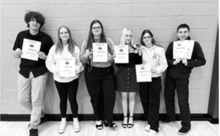 L-R: Jonathan Lill, Sophie Myrvik, Matilda Lawson, Jaymee Reidhammer, Kaydence Lundquist, Jonathan Mack