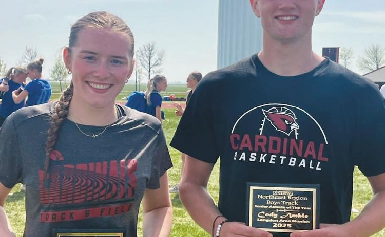 Meredith Romfo and Cody Amble were honored at the North East Region Meet as Outstanding Senior Athletes. Submitted photo.