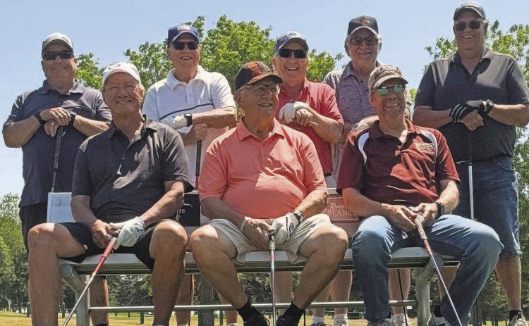 From (L-R) back row: Kurt Sando, Arnold Jordan, Pete Keaveny, Ron Bergman, Kevin (Cocoa) Beauchamp; front row: Scott Stewart, Charles Jordan, David (Doc) Blanchard