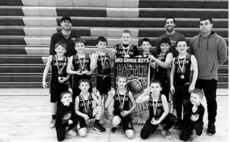 The third-grade boys Langdon Area Cardinals team were recent champions of a tournament in East Grand Forks. Back row L-R: Miles Flink, Levi Roy, Caden Downs, Keaton Koons, Grady Zeis, Knox Farris, Jack Schaefer. Front row L-R: Jensen Flink, Baylor Krivarchka, Ben Schaefer. Coaches: Zack Schaefer, Anthony Roy, Justin Flink. Mini coaches: Parker Flink and Boone Schaefer. Submitted photo