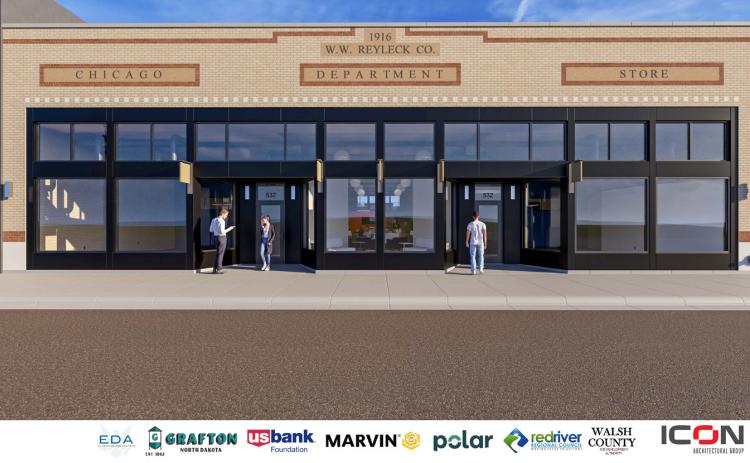 A rendering of the outside of the Business Incubator project, now officially named ‘The Reyleck.’