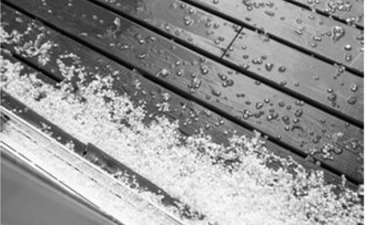 Hail piled up along decks, driveways and low-lying areas as a series of storms moved across the Borderland on June 2. While some communities reported accumulations of hail, others received brief but heavy rainfall as the storms passed through the region. Photo submitted.