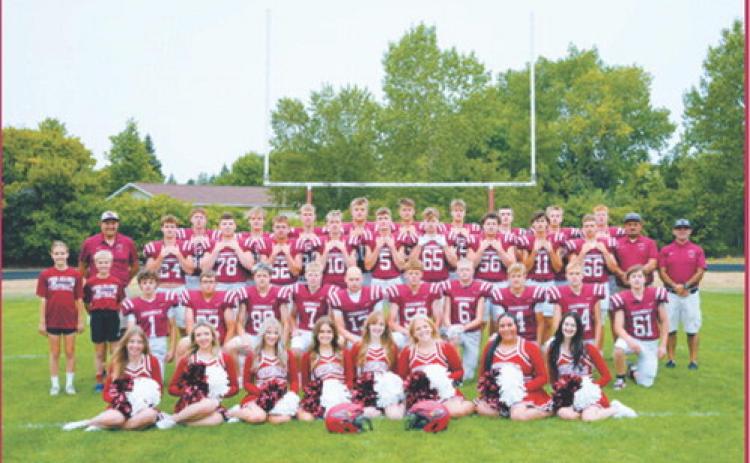 The returning state champion Langdon Area Cardinals football and cheer team. Photo by Larry Stokke