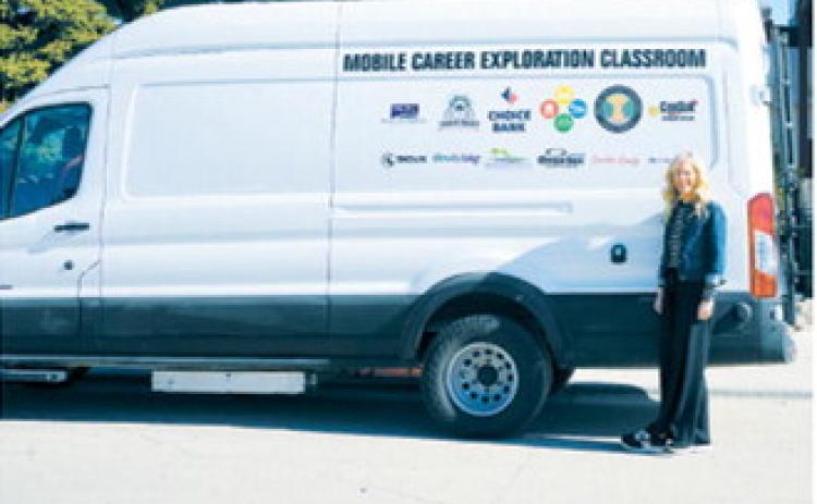 The Mobile Career Exploration Classroom visited Langdon Area High School on May 7, bringing virtual reality career exploration opportunities and hands-on learning experiences to students. Photo by Larry Stokke