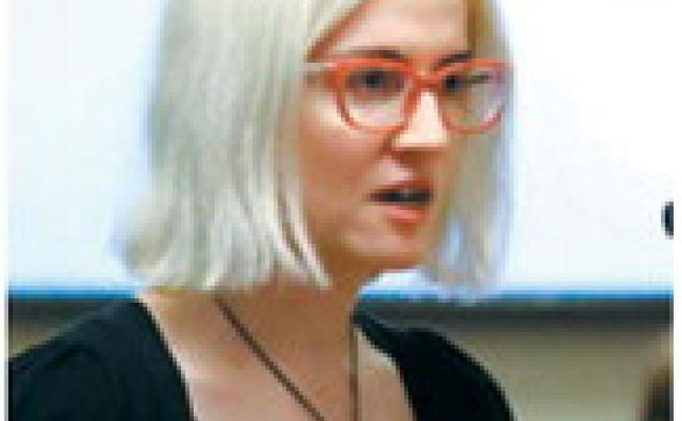 Faye Seidler, a suicide prevention advocate, testifies March 24, 2025, during a legislative committee hearing. Seidler is recruiting volunteers for a new LGBTQ+ Safety Taskforce. Photo by Mary Steurer/North Dakota Monitor