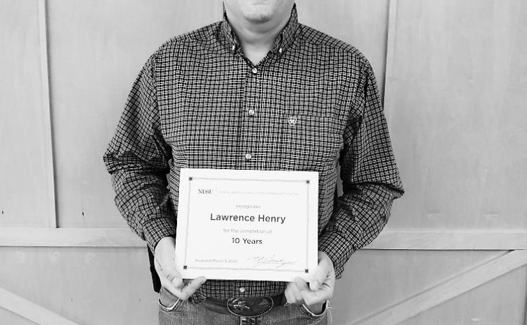 Lawrence Henry, Langdon REC Research Specialist II, was honored last week for his 10 years of service to the organization.