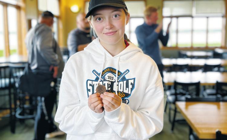 Pictured is Langdon sophomore Nadia Lewis, who shot a 99 at the Region 3 Golf Tournament at Creel Bay Golf Course in Devils Lake on Sept. 23. She made the All-Region 3 Team, and has also qualified for the State B Golf Tournament at the Fargo Country Country Club Sept. 30-Oct. 1.