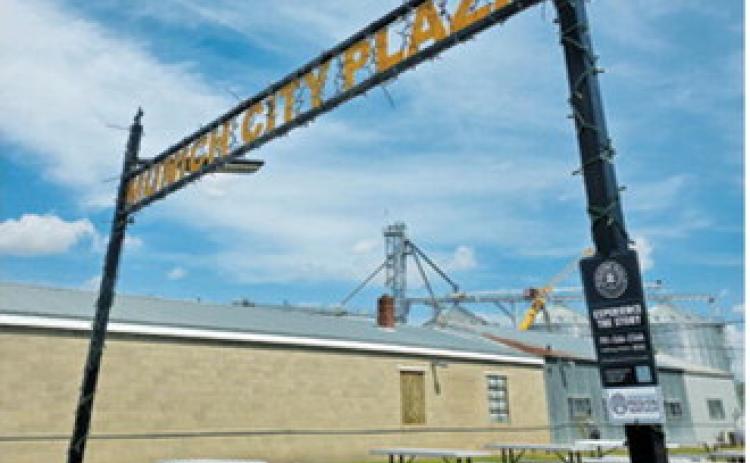 The new Munich mural, created to celebrate the community, will be unveiled June 24 on the north side of the Munich Plaza. Borderland Press photo