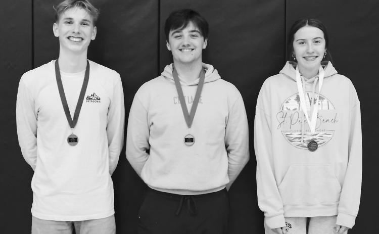 Senior student placers: from L-R:Owen Crosby, Cavalier (first place), Gunder Kemp, Cavalier (second place), Jalyn Johnson, Walhalla (third place) . Photo by Jamie Rarick