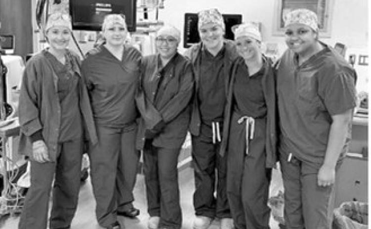 Lake Region State College’s first six surgical technology graduates. Photo courtesy of LRSC