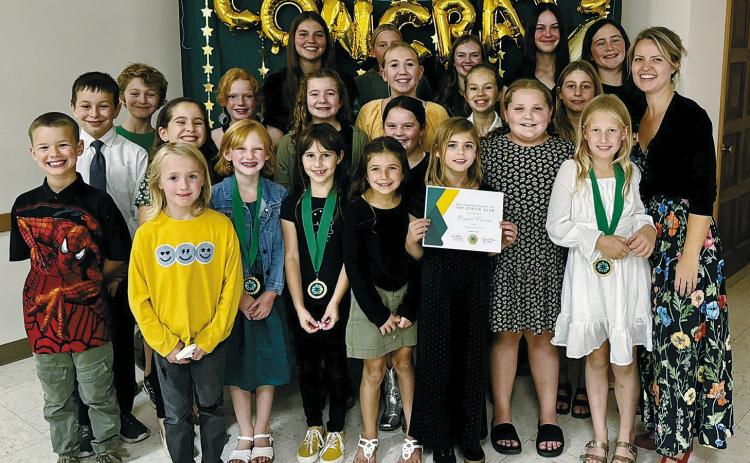 Top Static Club – Crystal Clovers. Back (L-R) Anja Schluchter, Mia Seng, Aubrey Ratliff, Caroline Stegman, Naomi Stegman; middle: Wyatt Ramirez, Ruby Morrison, Adle4e Hay, Pyper Shane, Amelia Ratliff, Kiera Seng; front: Caleb Bailey, Nathan Stegman, Brooklyn Bailey, Elena Stegman, Ava Morrison, Olive Truver, Brinxlee Hay, Kinsey Mertz, Sadie Kennedy, Lainy Shane, Grace Seng, Elisa Ratliff.