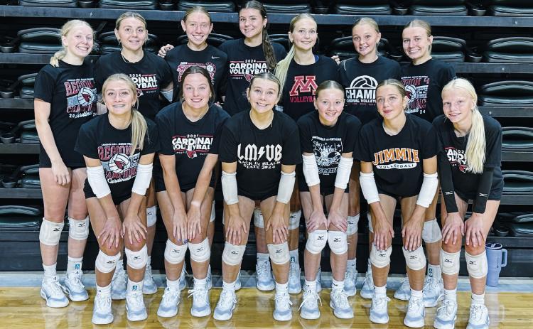 Pictured (L-R): Front row — Ella Goodman, Erika Bakke, Raleigh Ratzlaff, Aryanna Schaefer, Meggy Hetletved, Mya Swanson. Back row — Hilary Haaven, Liv Prouty, Aubrey Badding, Taya Feist, Emma Hall, Halle Overby, Kemi Morstad.