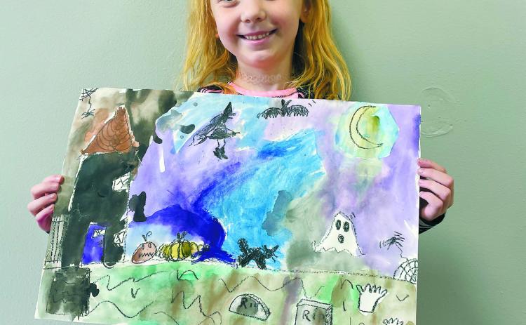 Stori Entzi is the Northern Lights Arts Council’s October Art Student of the Month. Stori is a first grader at Langdon Area Elementary and is the daughter of Jared and Ashley Entzi of Langdon.