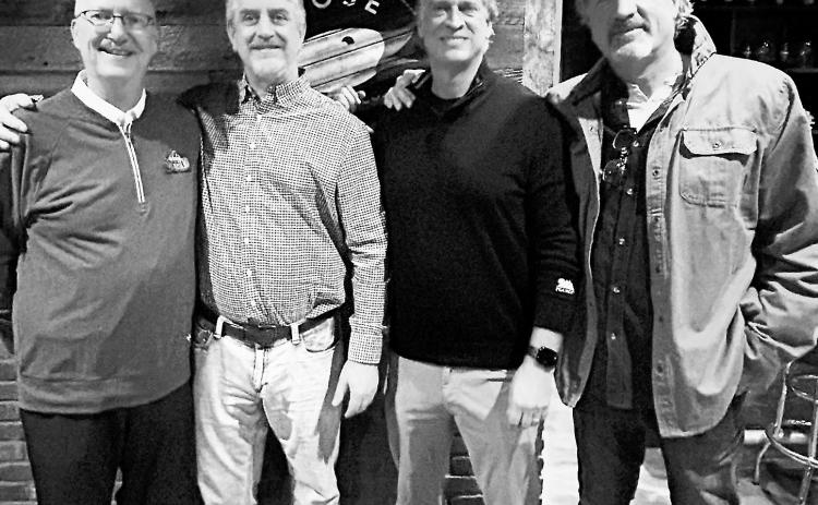From (L-R) Dale Weston, Doug “Stu” McLean, Paul Nickerson and Darrin Romfo, former athletes from Border Central at a reception for Dale during his Hall of Fame induction on March 15.