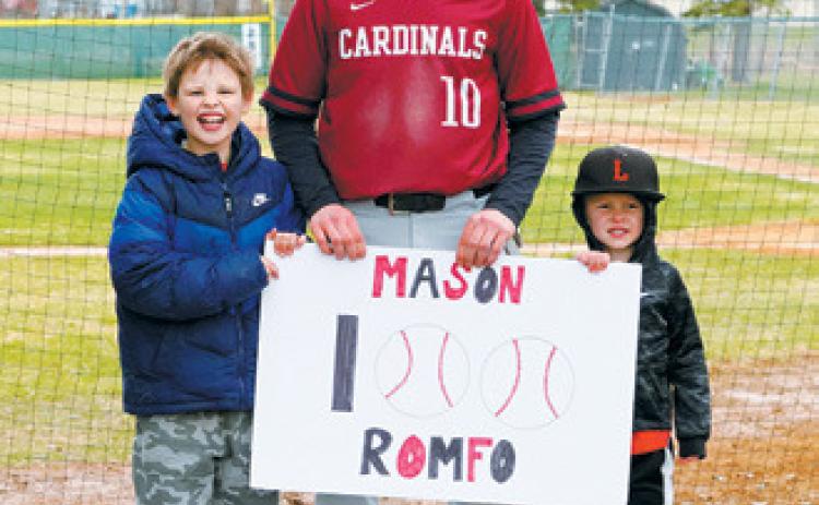 Mason Romfo got his 100th hit of his high school career against Midway-Minto this week. Photo by Larry Stokke.