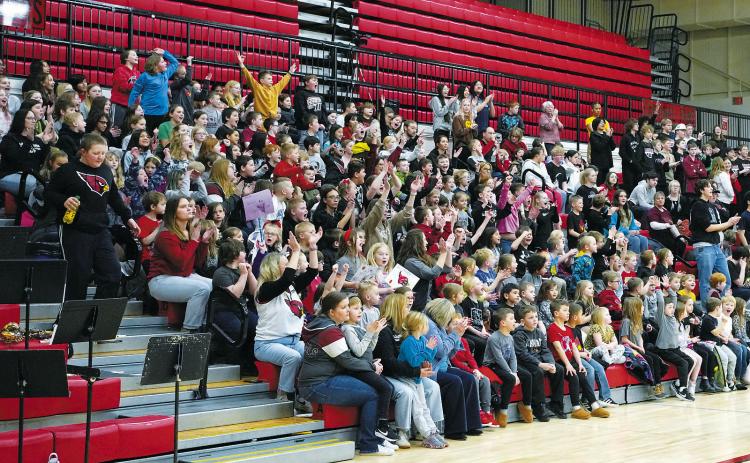 On Feb. 7, the Langdon-Munich Cardinals hosted the North Star Bearcats in an inaugural school-day boys basketball game which featured the entire student bodies from Langdon and Munich to cheer on the Cards. Read more about this exciting game and others starting on page B1. Photo by Larry Stokke.