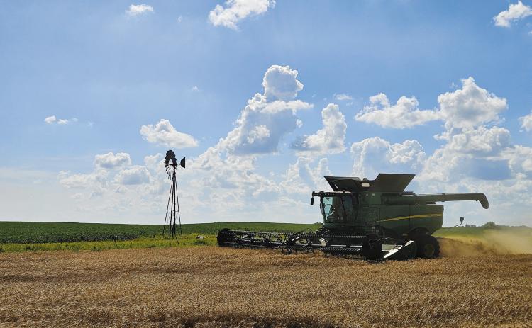 Billy Tibert submitted this photo taken at Kingzett Farms near Sarles, ND this past weekend. Tibert said they had just finished wheat on Wednesday right before the rains came.